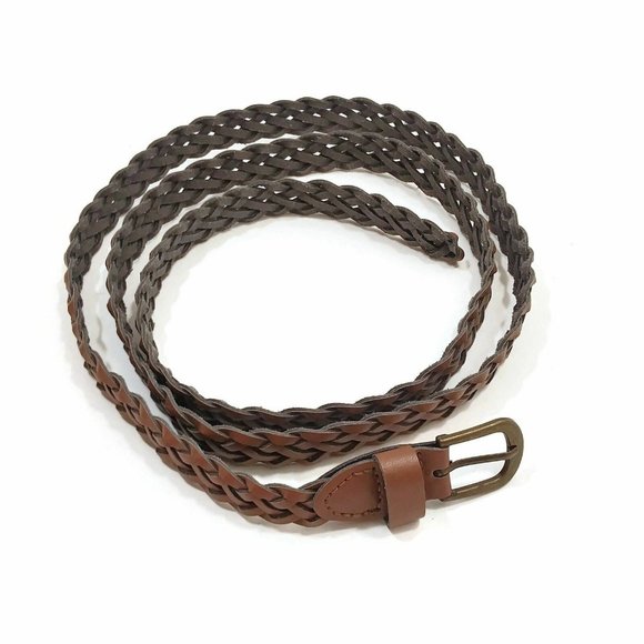 Leather Brown Belt Unisex Fashion Criss Cross Design Webbing XL 47.25" Long - Picture 5 of 5